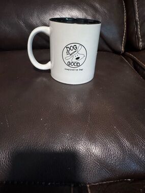 Dog Is Good Ceramic Coffee Mug - White with Black Interior